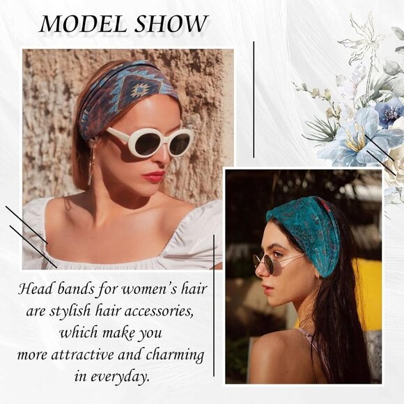 Boho Wide Headbands for Women Cotton 6 Pack Fashion Hair Accessories main image 5